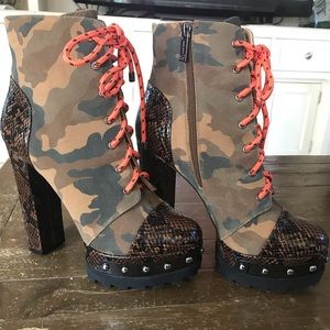 Jessica Simpson Irella Embellished Camo Platform Bootie